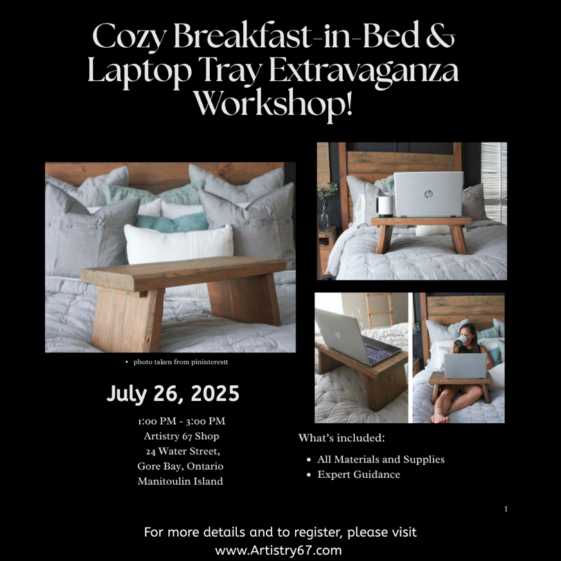 Cozy Breakfast-in-Bed & Laptop Tray Extravaganza Workshop - July 25, 2025