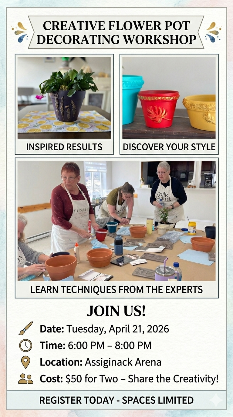 Creative Flower Pot Decorating Workshop - April 21 - Assignack Arena